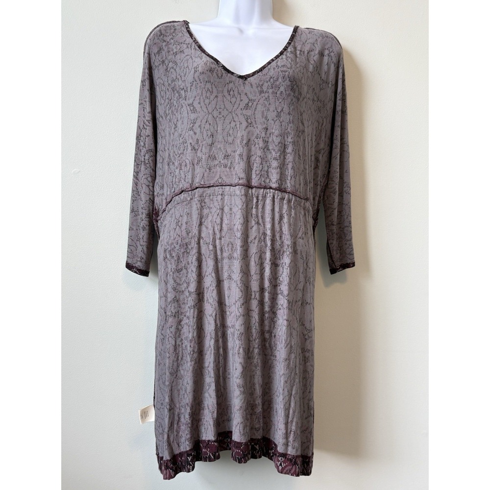 Soma Live Lounge Wear Abstract Print Drawstring Lounge Dress Large Burgundy - Picture 4 of 8